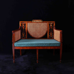 赫坡懷特 手繪鍛木藤編雙人椅