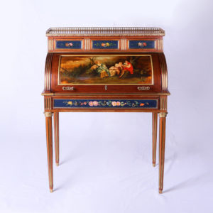 法國路易十六時期古董手繪上掀式寫字桌