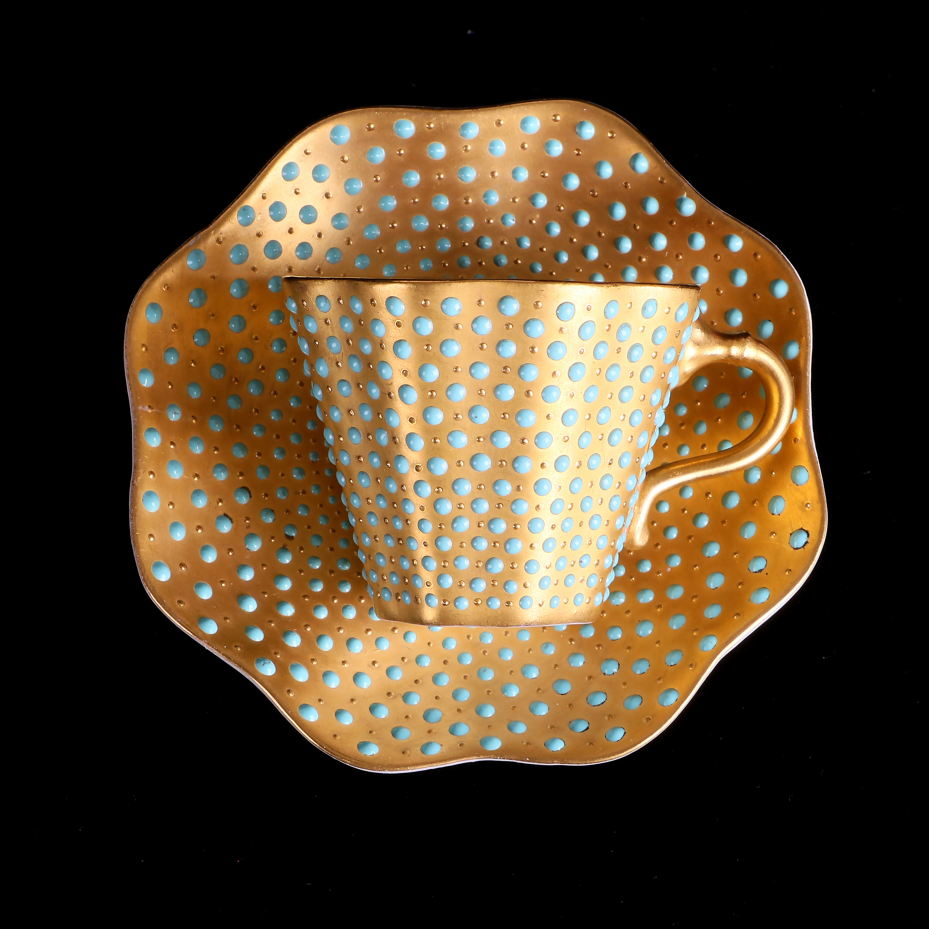 英國Coalport琺瑯立體珠點花瓣型杯碟組:圖片 2