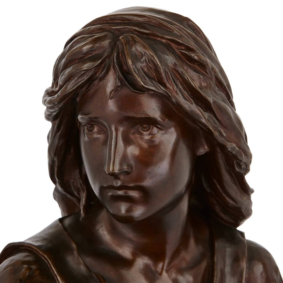 法國Eugène Antoine Aizelin雕塑作品-MIGNON青春洋溢的少女:圖片 3