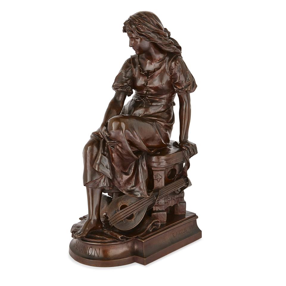 法國Eugène Antoine Aizelin雕塑作品-MIGNON青春洋溢的少女:圖片 2