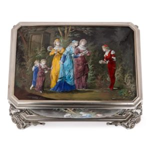 文藝復興風格利摩日琺瑯700銀藏寶盒