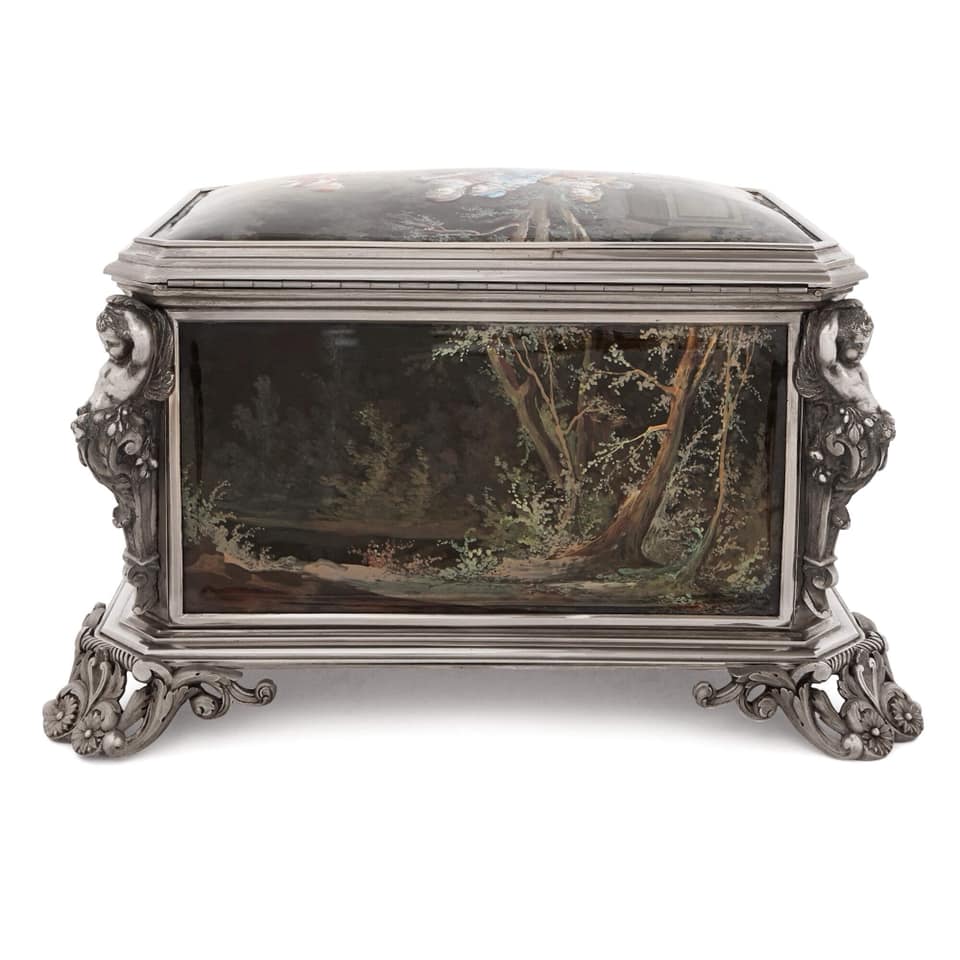 文藝復興風格利摩日琺瑯700銀藏寶盒:圖片 4