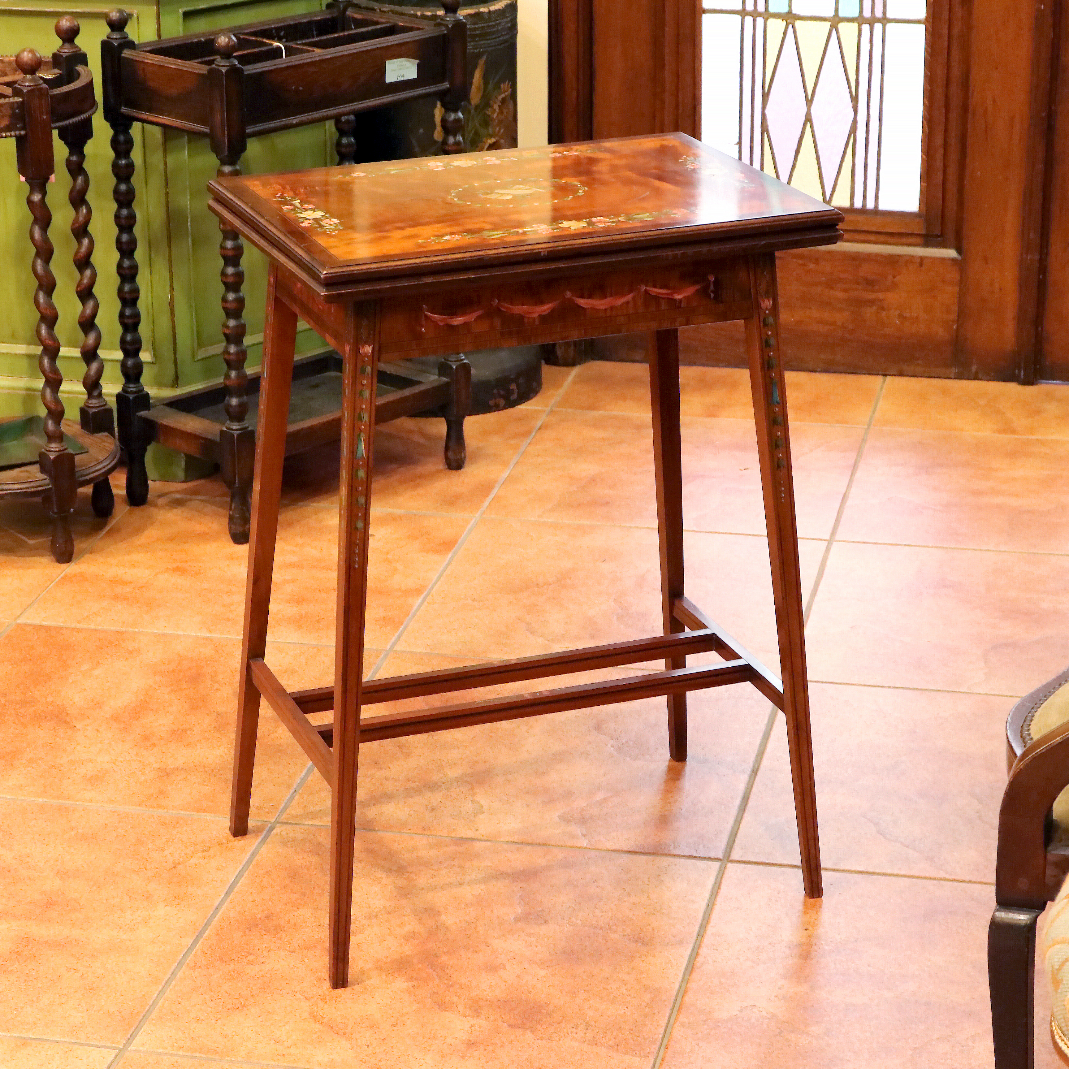 英國緞木手繪橋牌桌