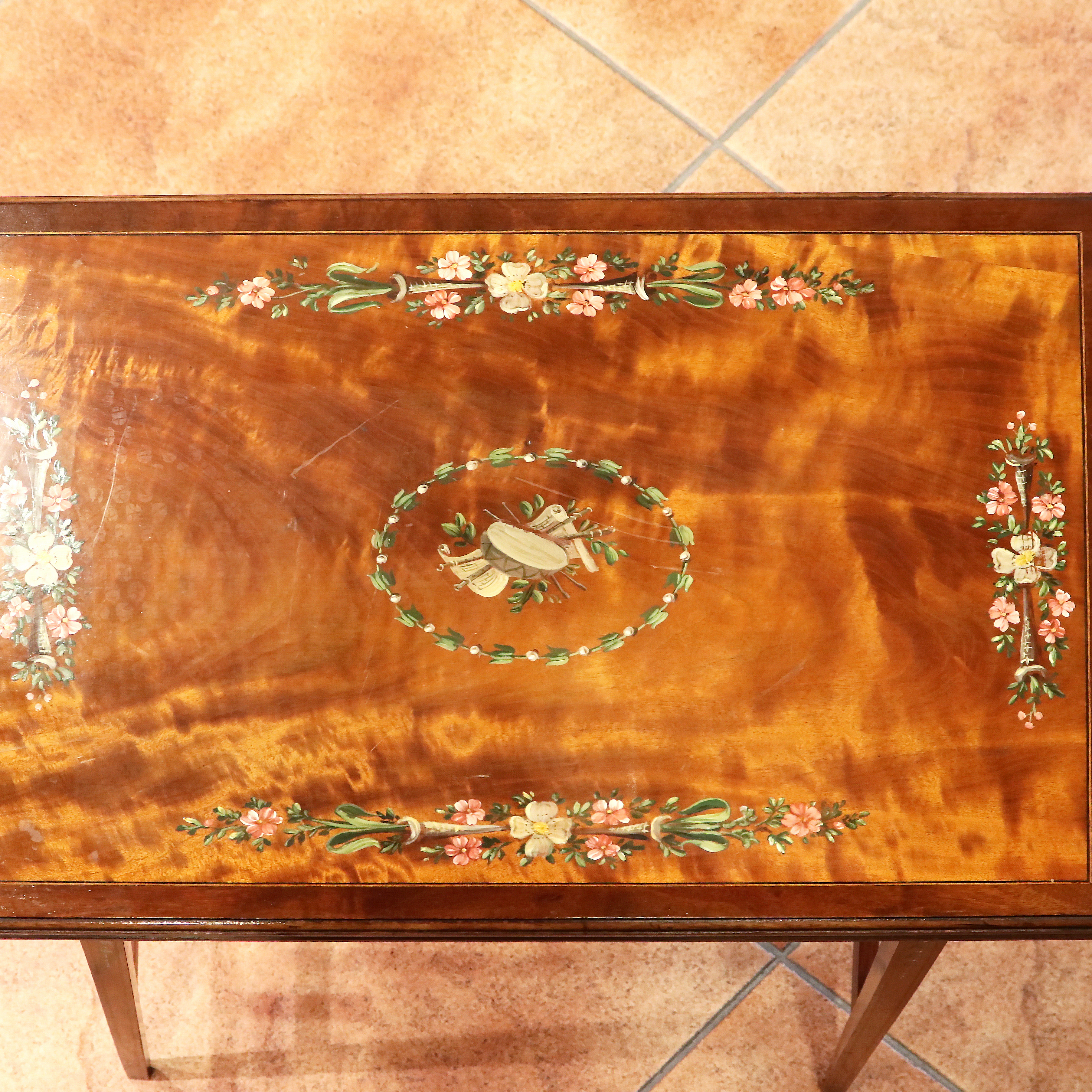 英國緞木手繪橋牌桌:圖片 2