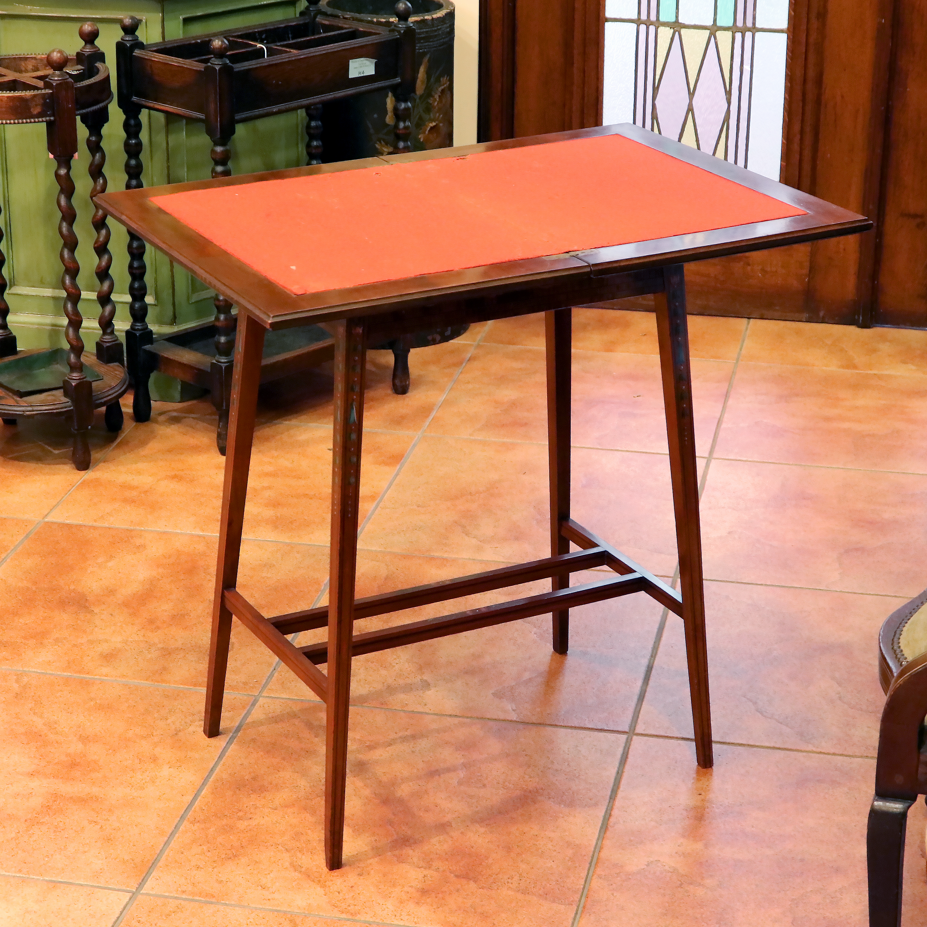 英國緞木手繪橋牌桌:圖片 3