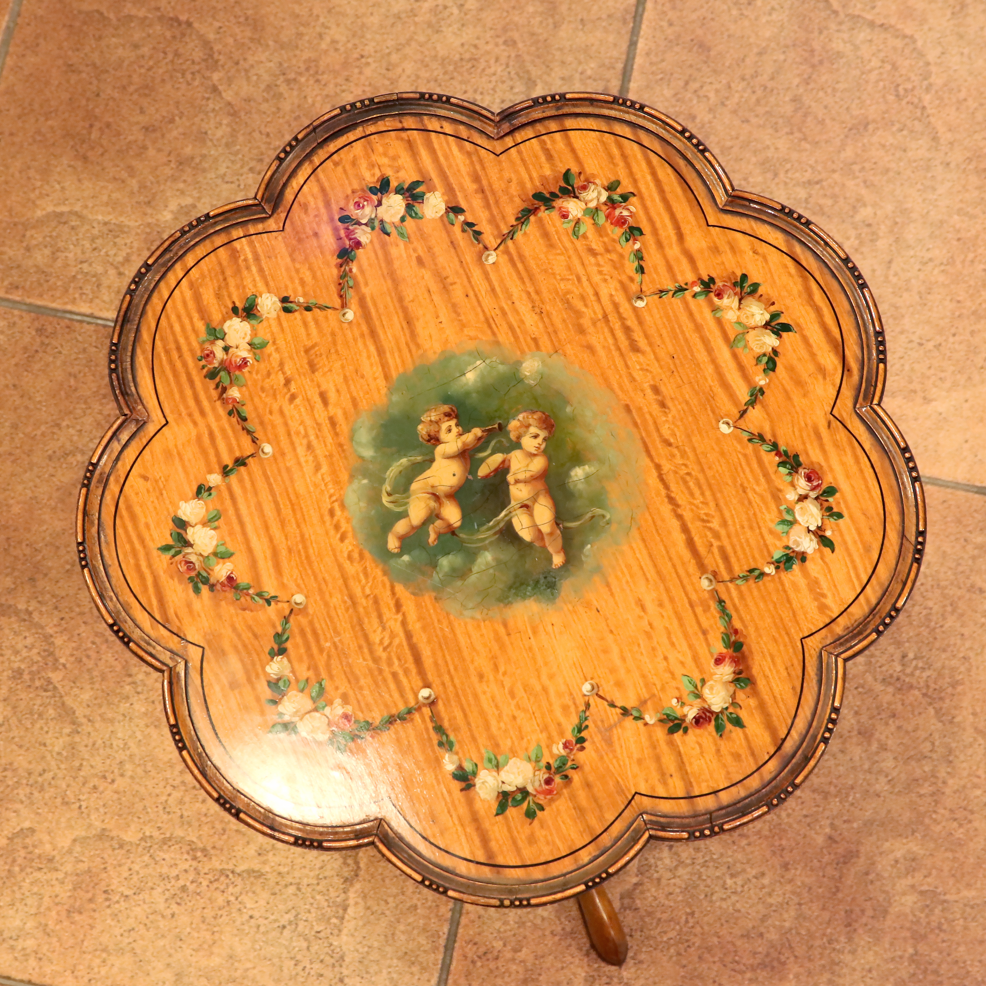 英國緞木天使手繪花瓣桌:圖片 2