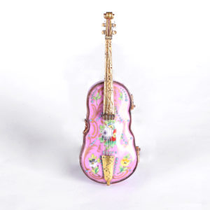 法國粉色雙面手繪小提琴珠寶盒(MADE IN FRANCE)