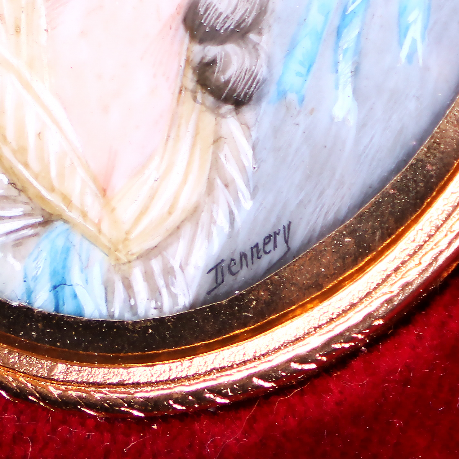 瓷版落款仕女肖像掛飾:圖片 4