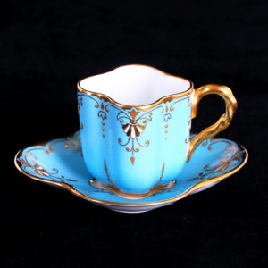 英國Coalport水藍金邊杯碟