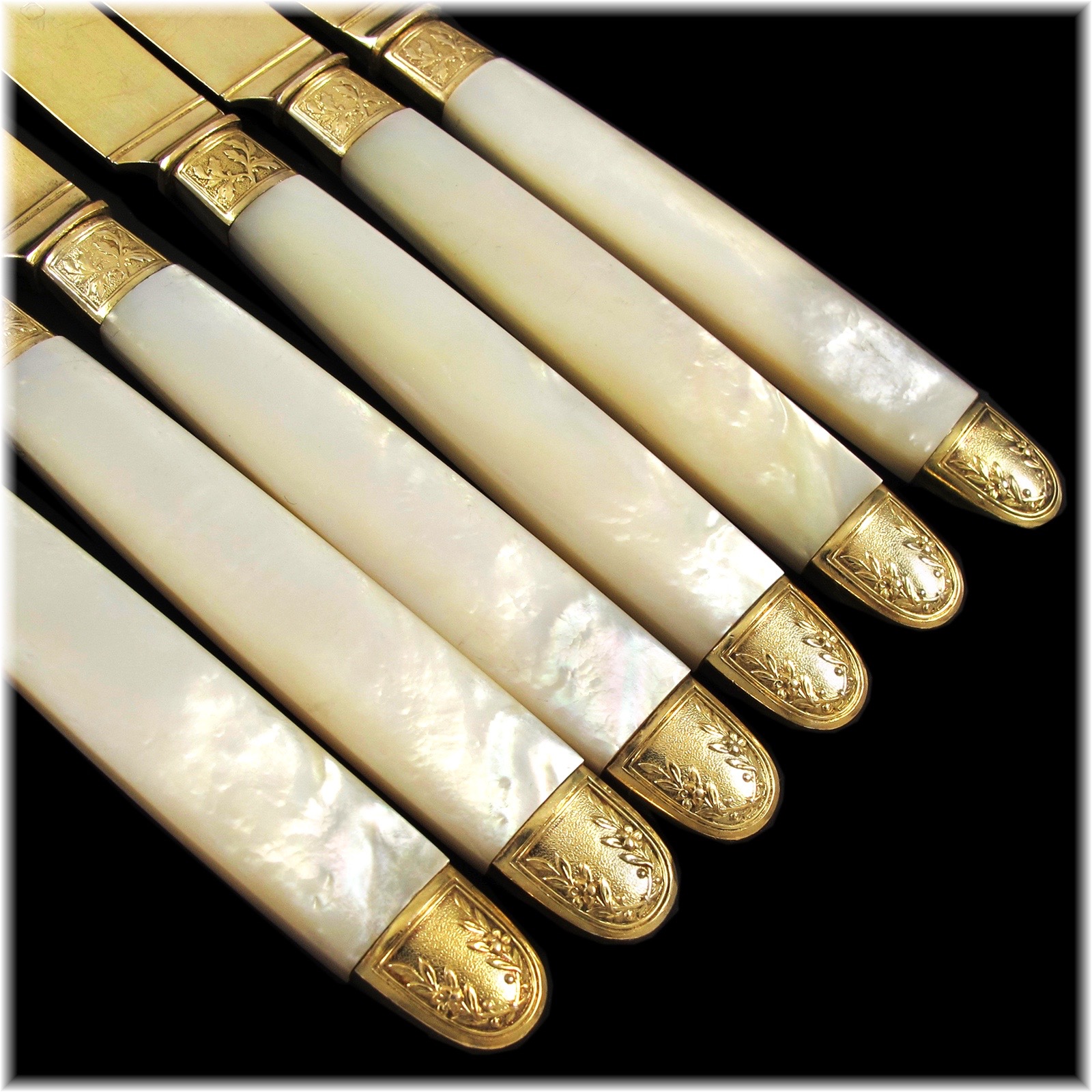 法國Robert Linzeler古董手工純銀鍍金餐具60件組(12人份):圖片 3