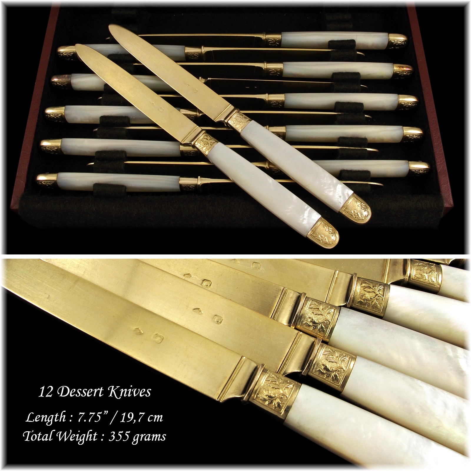 法國Robert Linzeler古董手工純銀鍍金餐具60件組(12人份):圖片 7