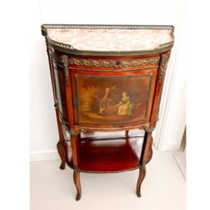 法路易十五風格Vernis Martin手繪桃花心木大理石單門櫃