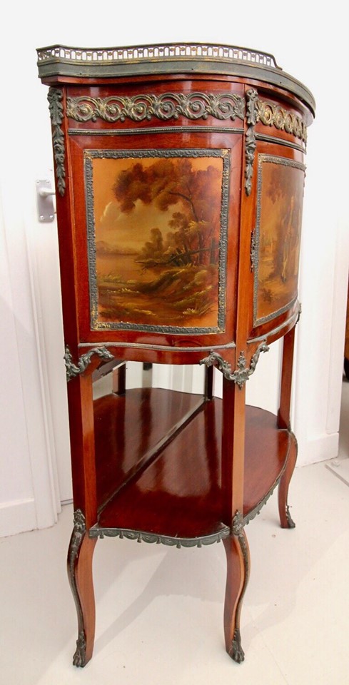 法路易十五風格Vernis Martin手繪桃花心木大理石單門櫃:圖片 2