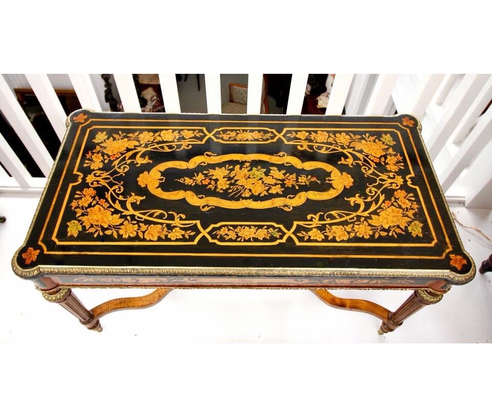 法路易十五花草繽紛精工鑲崁銅飾茶几桌