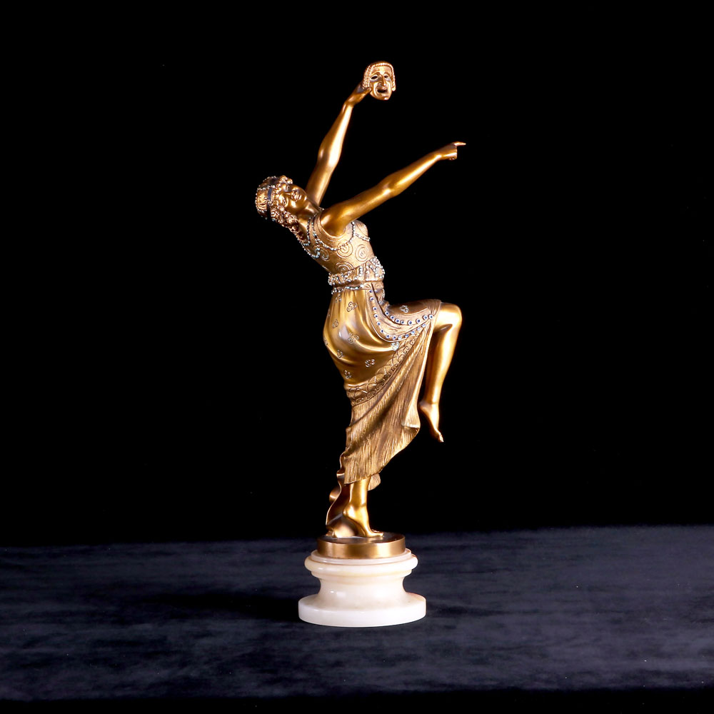 法國Joe Descomps雕塑作品-Danseuse orientale au masque 面具舞者