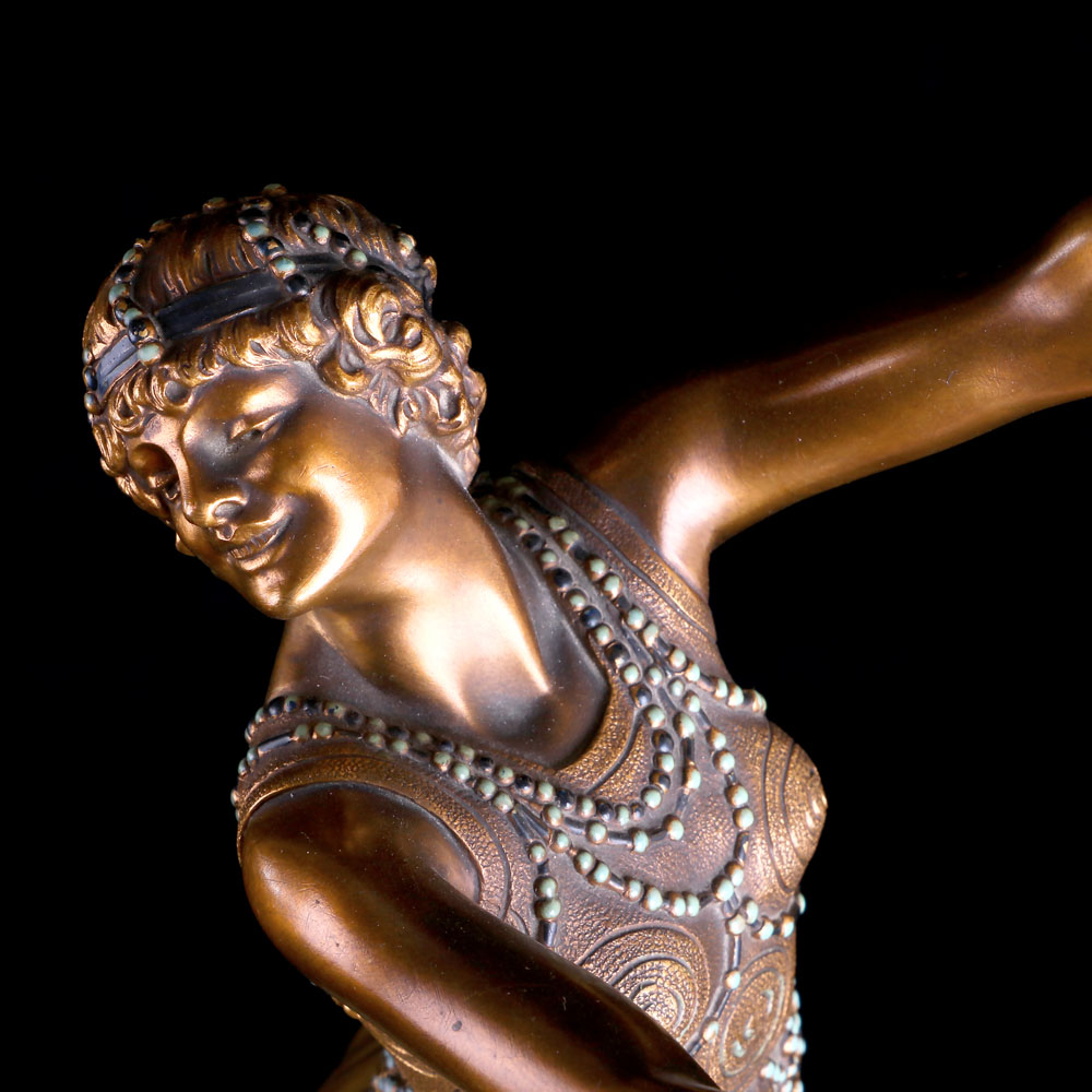 法國Joe Descomps雕塑作品-Danseuse orientale au masque 面具舞者:圖片 3