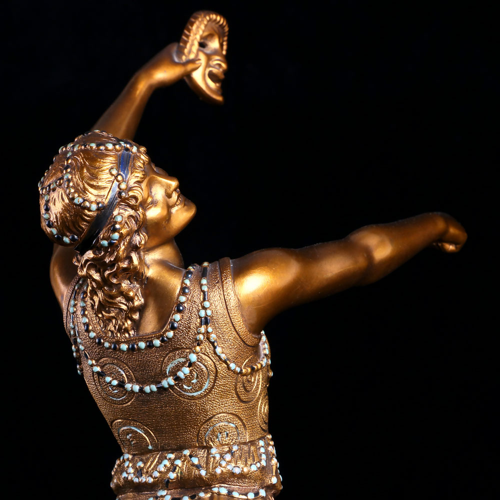 法國Joe Descomps雕塑作品-Danseuse orientale au masque 面具舞者:圖片 4