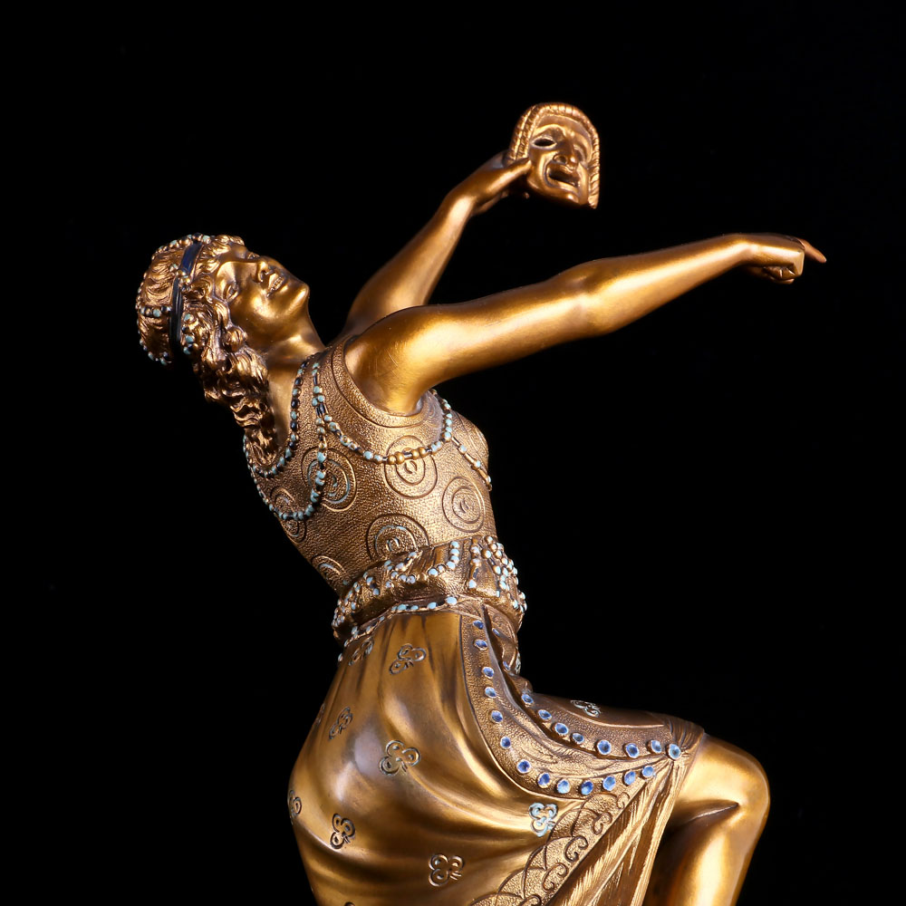 法國Joe Descomps雕塑作品-Danseuse orientale au masque 面具舞者:圖片 2