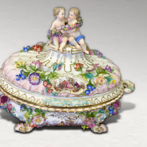 德國麥森手繪華鐸風格天使湯盅