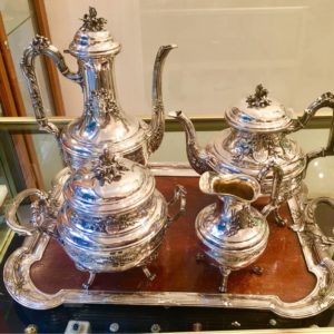 緞帶家徽純銀950咖啡/茶兩用組