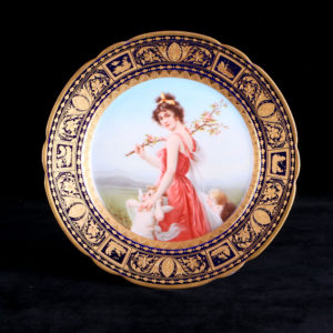 皇家維也納24K金手繪美女與天使盤