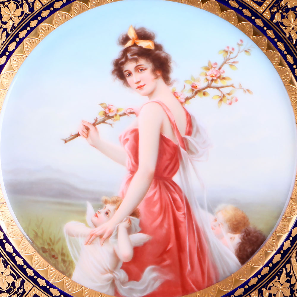 皇家維也納24K金手繪美女與天使盤:圖片 2