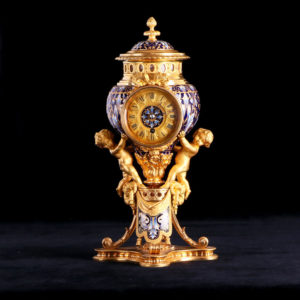 法國鎏金天使琺瑯座鐘