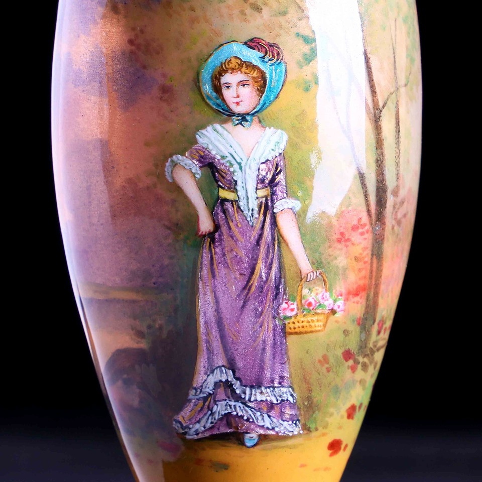 法國利摩日Limoges全琺瑯手繪花器:圖片 3