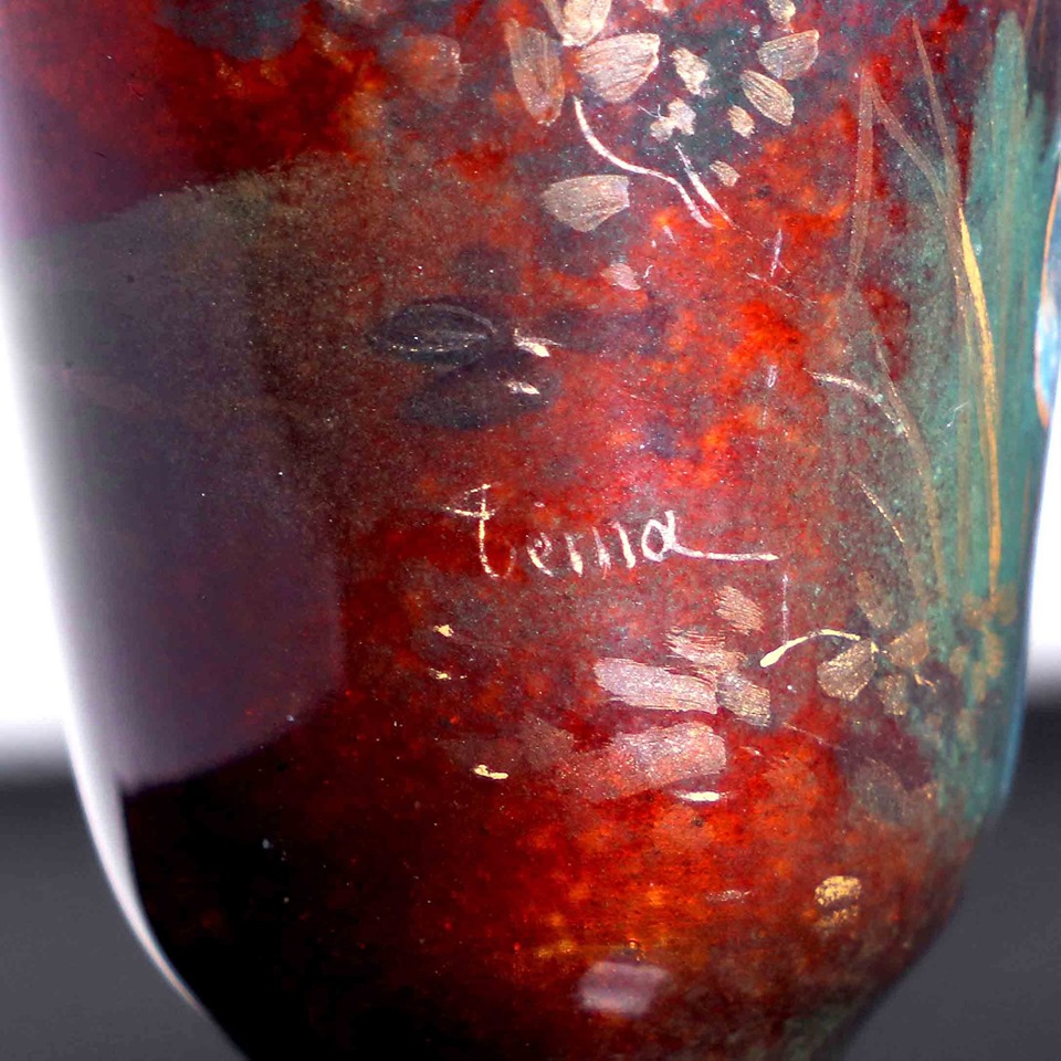 法國利摩日Limoges全琺瑯手繪花器:圖片 3