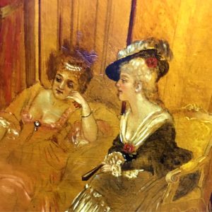 法國路易十五古典油畫手繪崁銅單門展示櫃