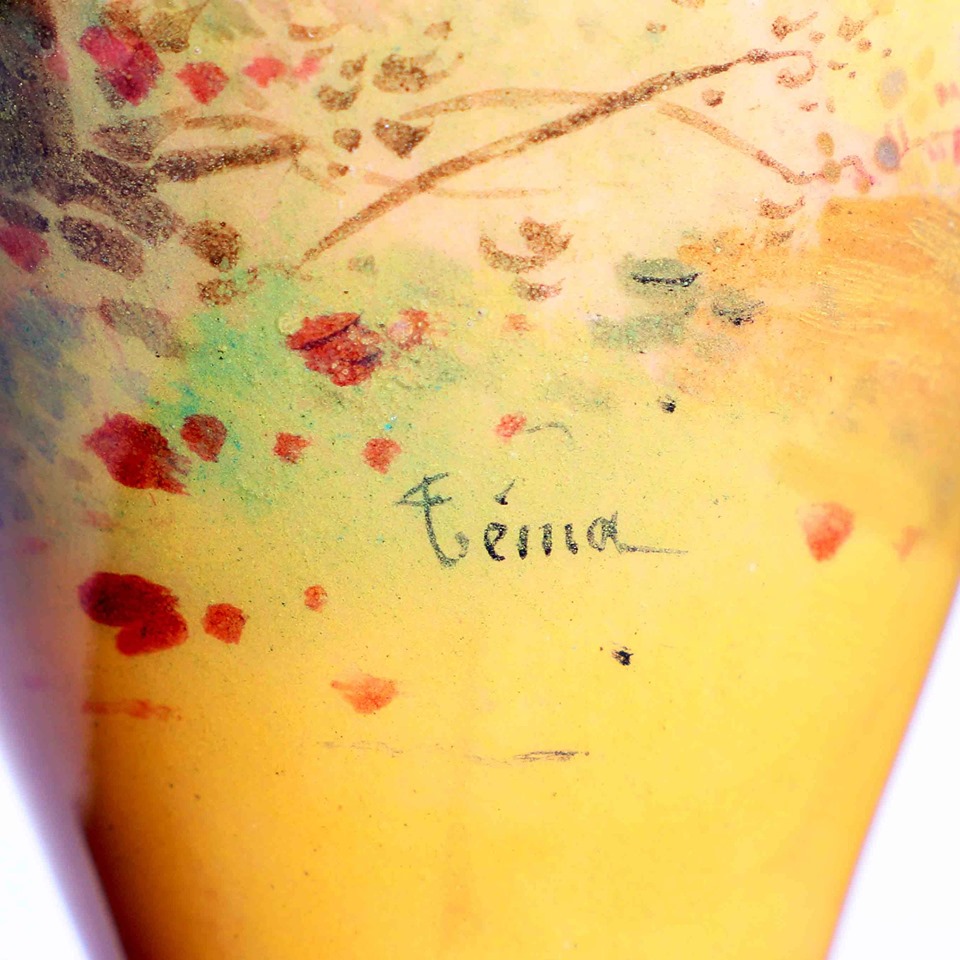 法國利摩日Limoges全琺瑯手繪花器:圖片 4