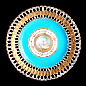 英國名頓琺瑯K金珠點手繪公羊鏤空盤