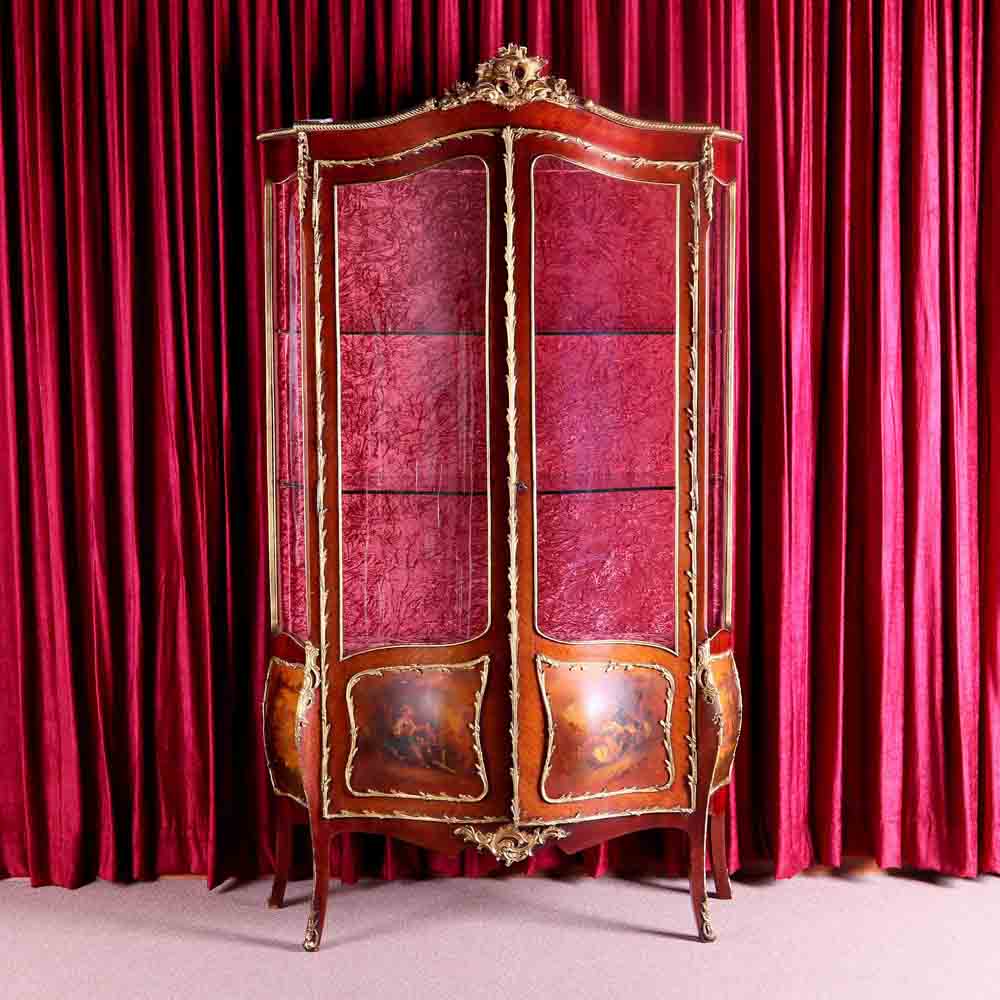 法國路易十五華鐸畫風Vernis Martin鎏金雙門展示櫃