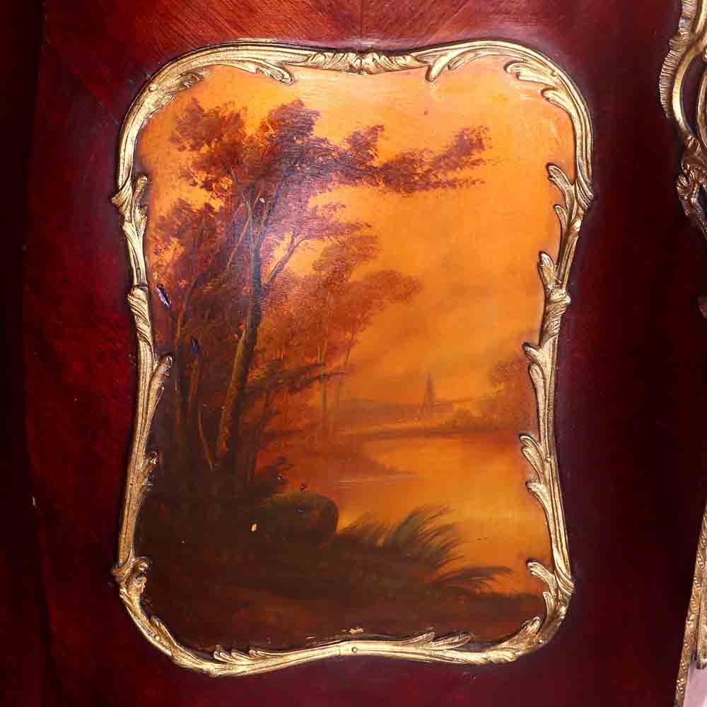 法國路易十五華鐸畫風Vernis Martin鎏金雙門展示櫃:圖片 6