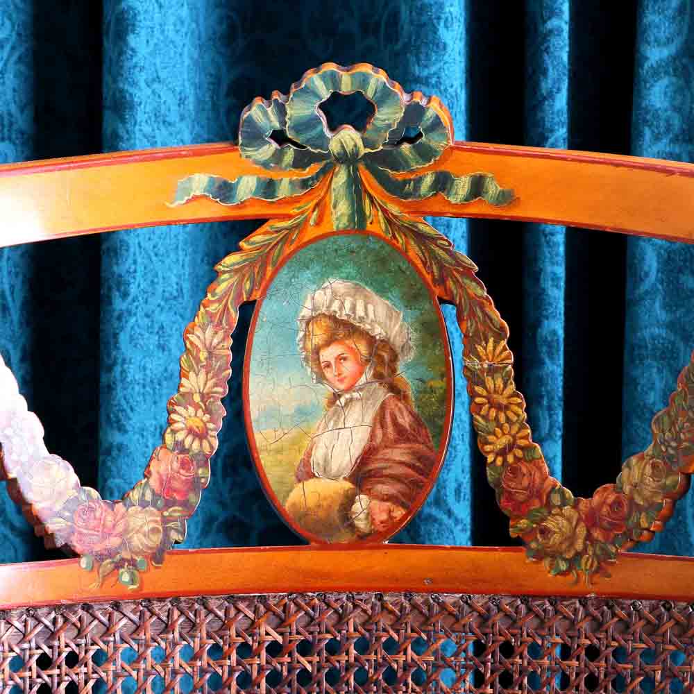 英國緞木手繪仕女絨布扶手椅:圖片 3