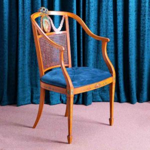 英國緞木手繪仕女絨布扶手椅