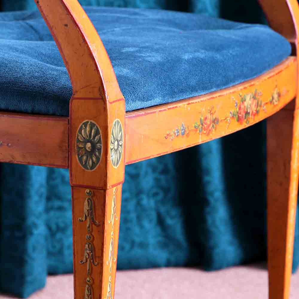 英國緞木手繪仕女絨布扶手椅:圖片 6