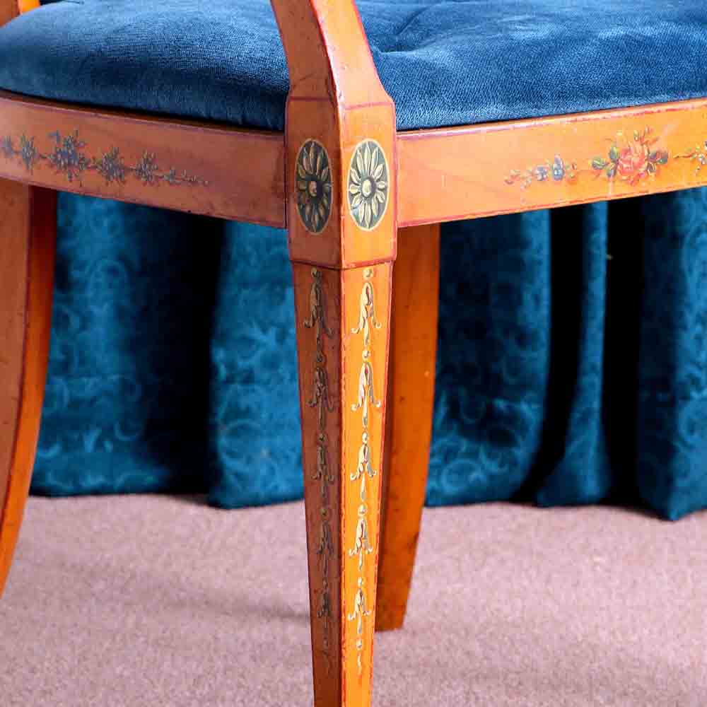 英國緞木手繪仕女絨布扶手椅:圖片 4