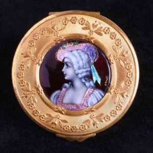 法國利摩日琺瑯鎏金粉盒