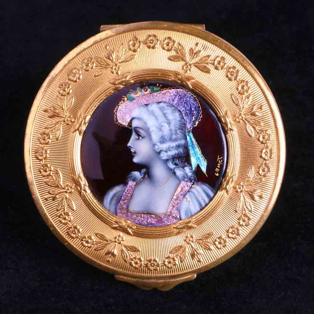 法國利摩日琺瑯鎏金粉盒