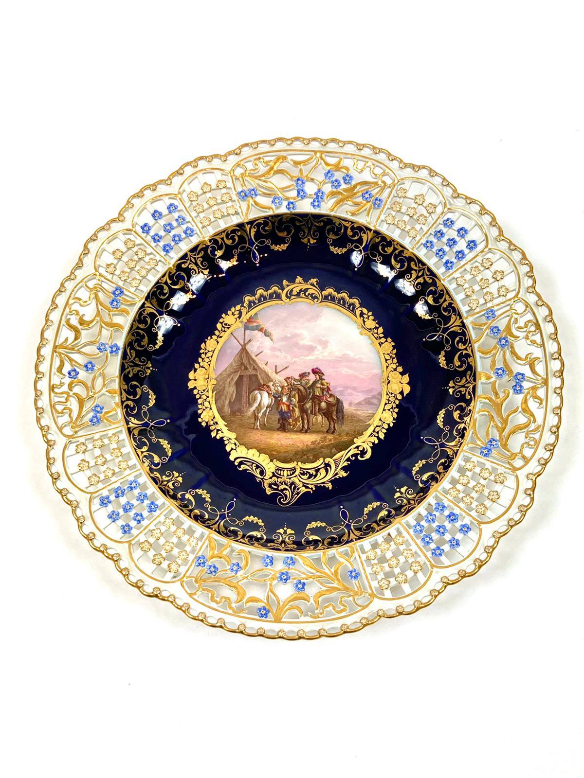 德國麥森窯廠全手繪鏤空瓷盤一組六片:圖片 8