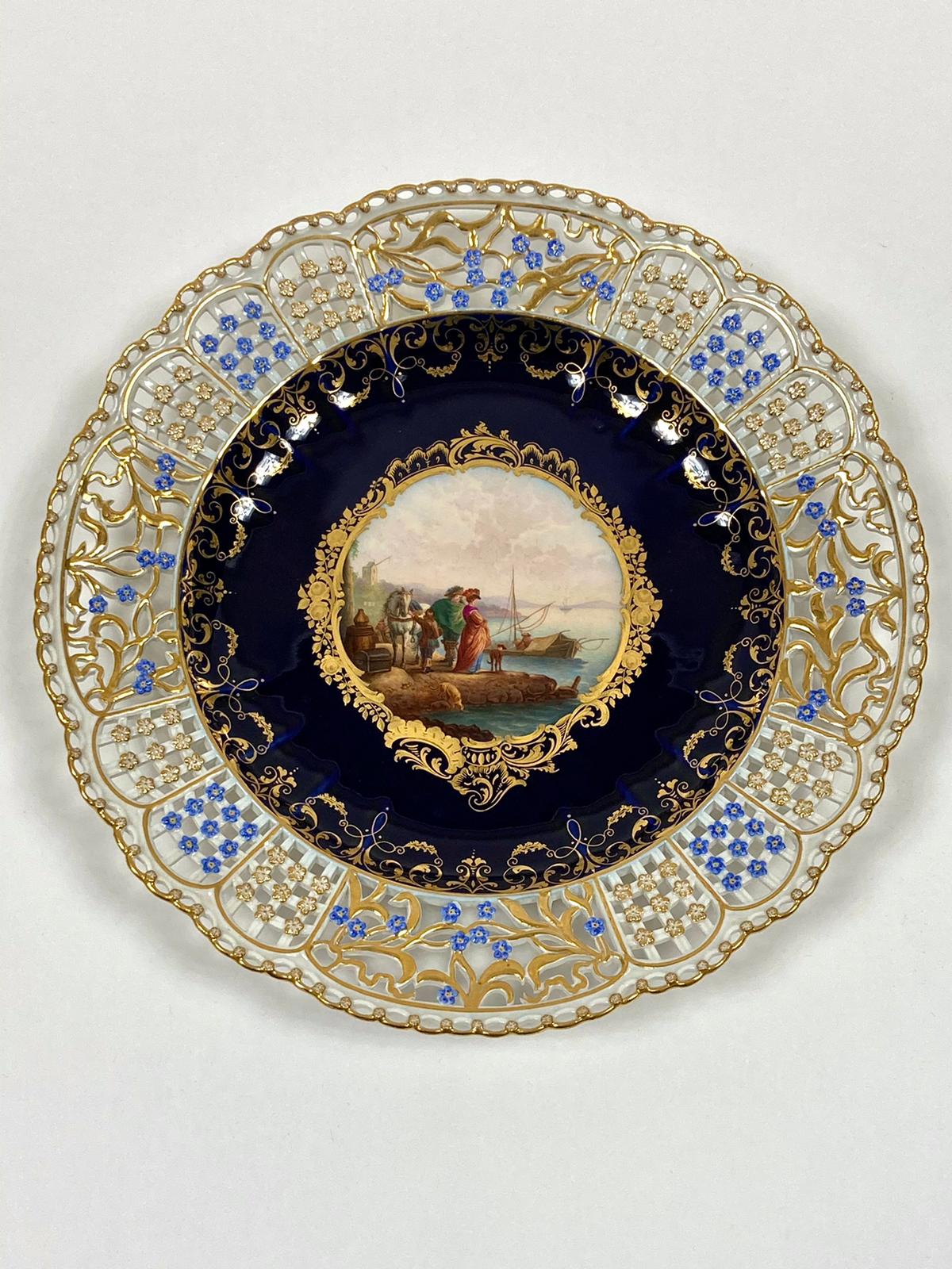 德國麥森窯廠全手繪鏤空瓷盤一組六片:圖片 9