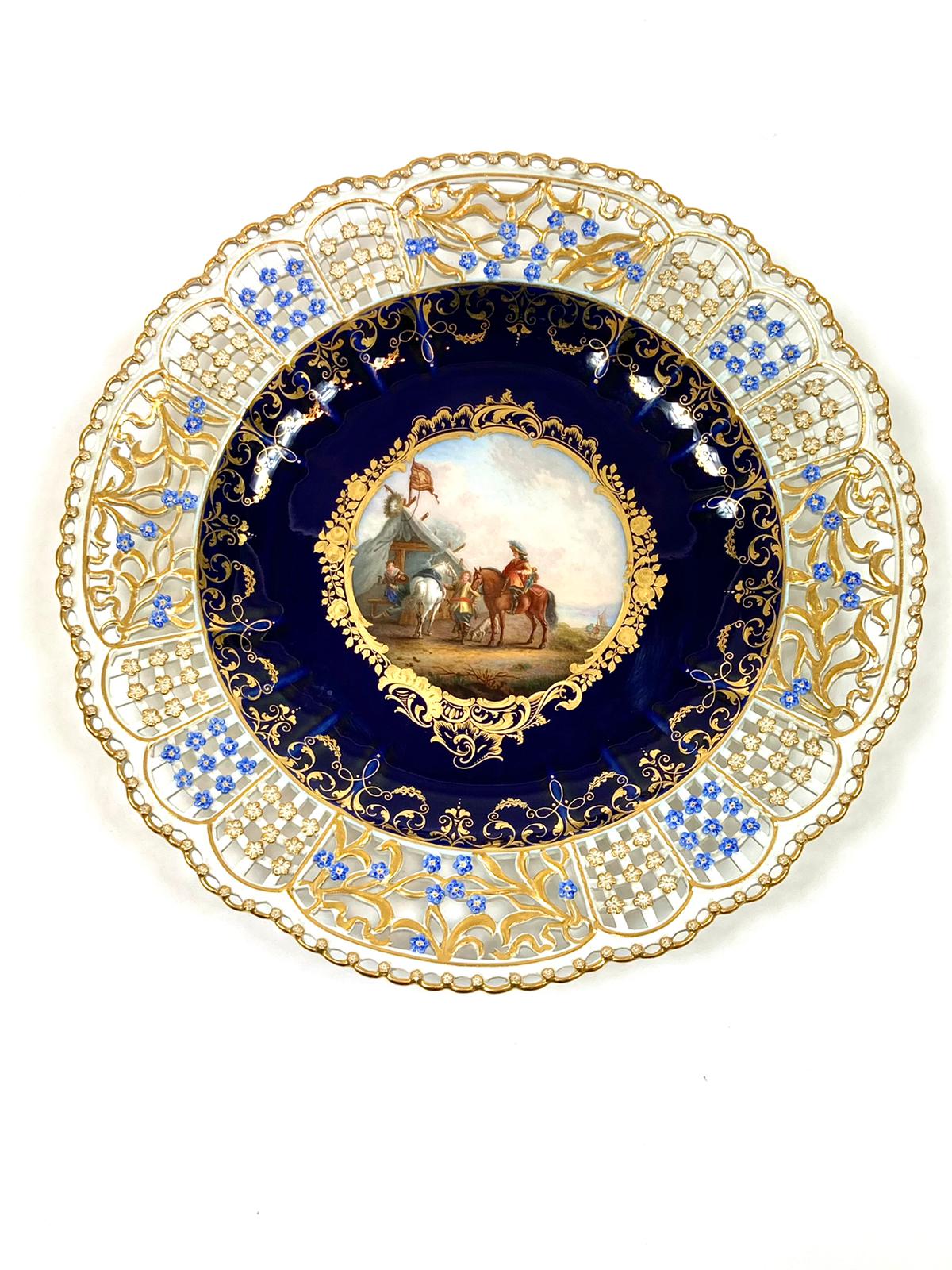 德國麥森窯廠全手繪鏤空瓷盤一組六片:圖片 10