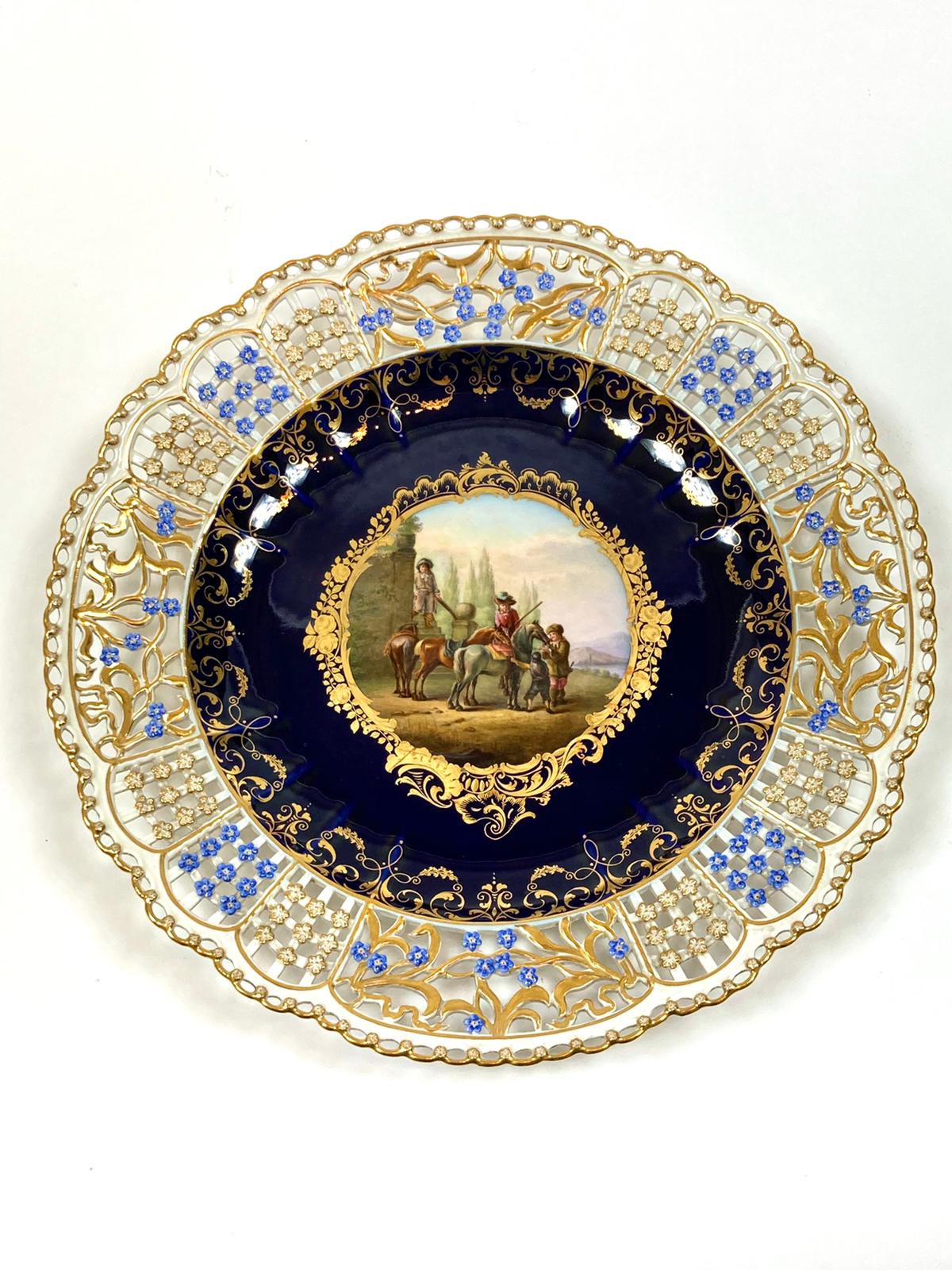 德國麥森窯廠全手繪鏤空瓷盤一組六片:圖片 12