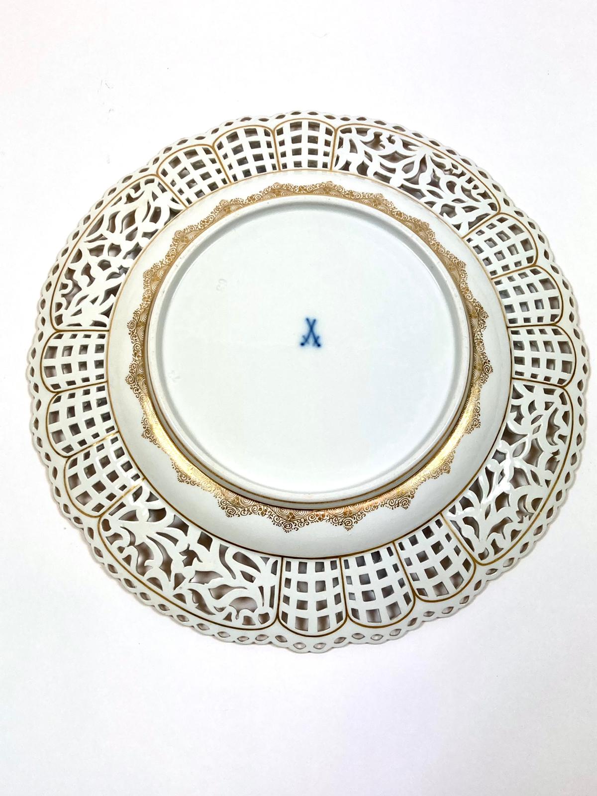 德國麥森窯廠全手繪鏤空瓷盤一組六片:圖片 14