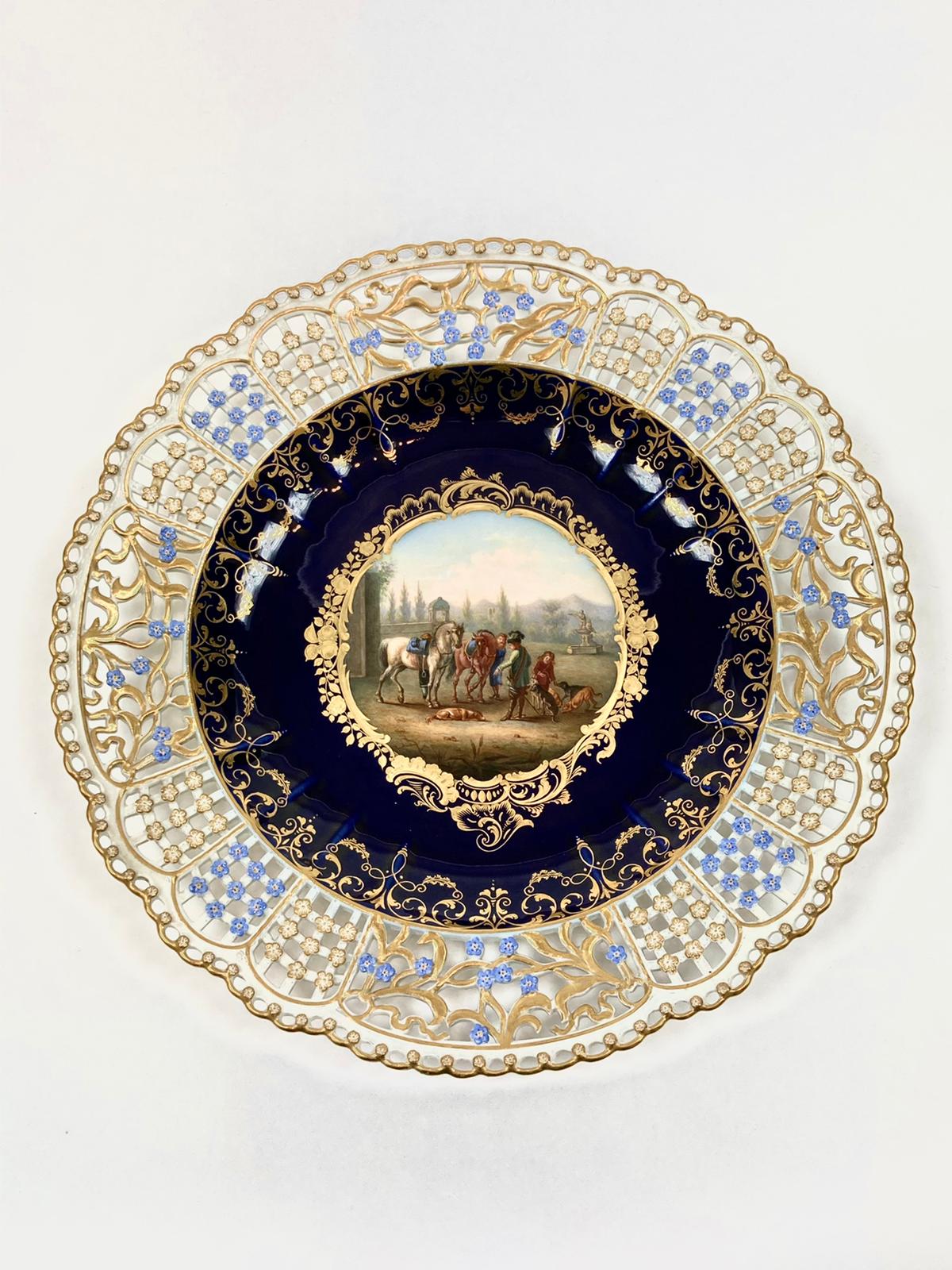 德國麥森窯廠全手繪鏤空瓷盤一組六片:圖片 13