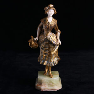 法國仕女象牙銅雕