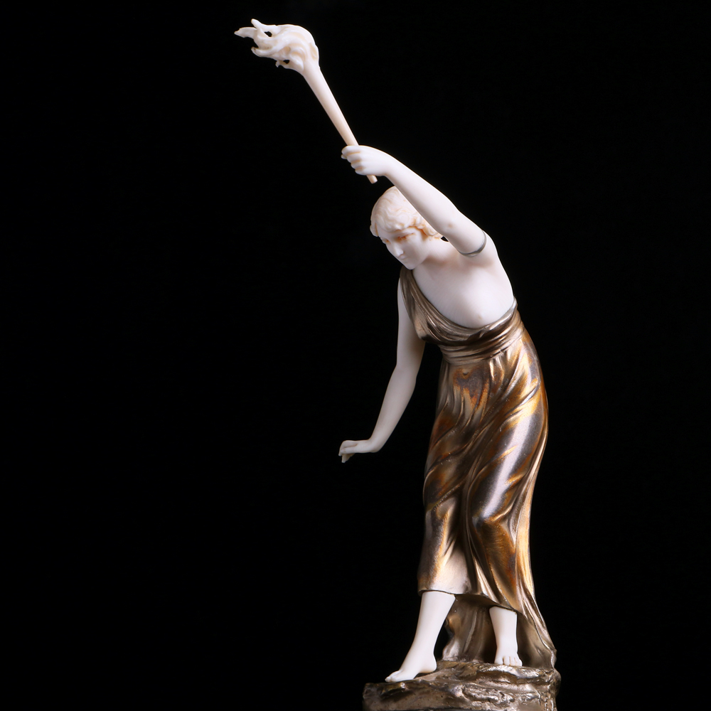 希臘火炬女神象牙銅雕:圖片 4