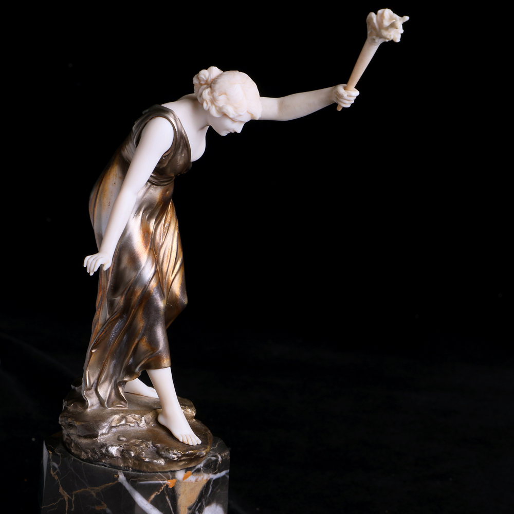 希臘火炬女神象牙銅雕:圖片 3